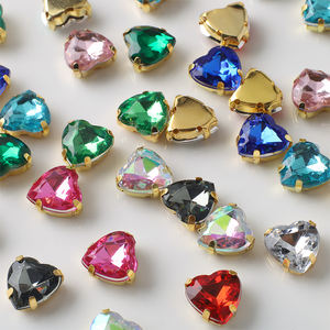 10mm or griffe coeur strass bricolage à la main couture vêtements accessoires Hot Fix coudre sur strass beauté décoration - Product Image 3