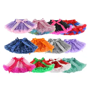 Commercio all'ingrosso Infantile Del Bambino Bambini Cintura in Raso Volant in Cotone Gonne in una Varietà di Colori Per Bambini Infantile TUTU TUTU Del Bambino del Pannello Esterno