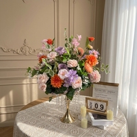 Décoration de toile de fond de mariage, centre de table, style d'événement, boule de fleurs ronde de couleur pastel, boule florale artificielle faite à la main