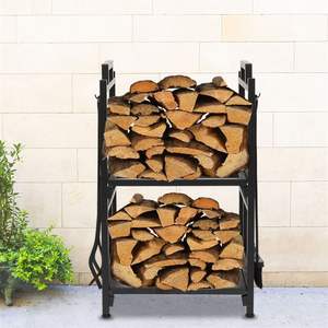 DB Modern Firewood <b>Storage</b> Rack 2-<b>Tier</b> Outdoor Log Holder with <b>4</b> Tools for Firewood Management - Product Image 3