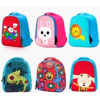 Sac à dos unisexe 3D en néoprène pour enfants, avec fermeture éclair, motif animal de dessin animé, imperméable, durable, confortable, léger, anti-perte, pour tout-petits de 1 à 6 ans