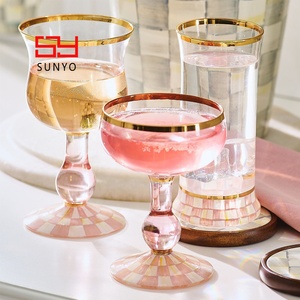 Copa de Vino de Lujo con Borde Dorado, Diseño de Tablero de Ajedrez, Hecha a Mano y Personalizada, Copa de Whisky con Tallo Largo, Copas de Martini y <span class=keywords><strong>Margarita</strong></span> - Product Image 6
