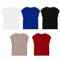 Pull en maille à manches courtes et col rond en polyester style coréen avec logo frontal pour femmes urbaines – Fournisseur Zhongyi
