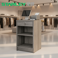 Comptoir de caisse moderne en bois MDF, mobilier de magasin de détail avec armoire de rangement, fabricant sur mesure
