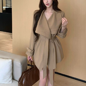 Nuovo Trench Coat Kaki da <span class=keywords><strong>Donna</strong></span> 2026 per <span class=keywords><strong>Primavera</strong></span> e Autunno, Elegante con Ampio Risvolto, Cintura in Vita, <span class=keywords><strong>Soprabito</strong></span> Casual - Product Image 3