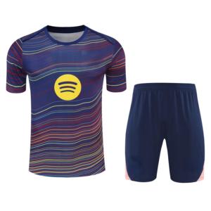 Equipación de Entrenamiento de Manga Corta a Rayas del <span class=keywords><strong>Barcelona</strong></span> 2025-2026 para Hombre, Camiseta de Fútbol de Secado Rápido - Product Image 1