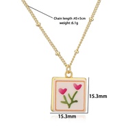 Collier pendentif émail coloré pour femme, en laiton plaqué or 18 carats, avec breloques fruit, animal et floral dessinées à la main, sur chaîne perlée