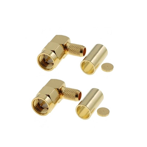 Connettore <span class=keywords><strong>SMA</strong></span> Maschio ad Angolo Retto a Crimpare per Cavo Coassiale RG58, Spina <span class=keywords><strong>SMA</strong></span> <span class=keywords><strong>M</strong></span> in Ottone con Pin Dorato per Sistemi RF Wireless - Product Image 1
