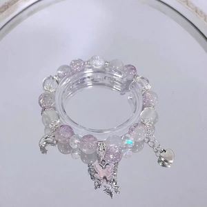Pulsera de Cuentas de Cristal Roto INS Fantasy Popcorn con Dije de Mariposa y Luna, Color Degradado, para Niñas y Mujeres, Pulseras de la Amistad, Joyería - Product Image 3