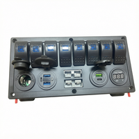 Panel Saklar Rocker 6 Gang LED Tahan Air IP65 YUCHENG, Soket Daya, Voltmeter Digital, Pengisi Daya Soket USB Ganda untuk Motorhome