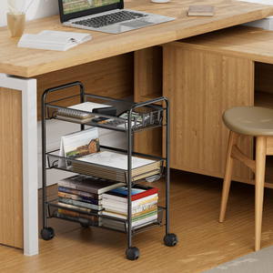 Carrito de Almacenamiento Multifuncional de 4 Ruedas, Estante de Cocina de Malla Metálica de 3 Niveles, Carrito de Almacenamiento con Ruedas - Product Image 4
