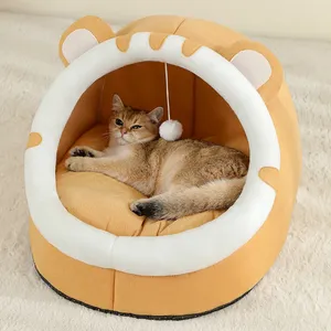 Super Cat Bed Winter Warm <span class=keywords><strong>Pet</strong></span> House Kitten Cave Cojín Estera para perros pequeños con patrón sólido Sleeping Dog Basket Carpa para gatos - Product Image 5