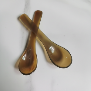 ชุดช้อนซุปเขาควายขัดเงาขนาด11นิ้วชุด Spork 2ชิ้นพร้อมกล่องสีน้ำตาล - Product Image 1