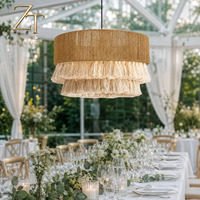 Lustre en macramé en coton bohème fait main avec franges, design écologique pour mariage, restaurant, décoration de la maison