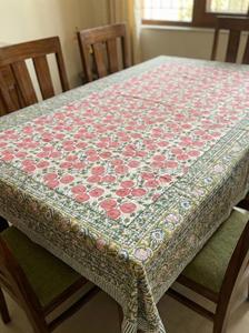 Nappe florale en coton rose et vert, couverture de table à manger imprimée, décoration de cuisine, housse de table lavable - Product Image 2