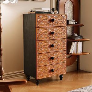 Aparador de mango tallado vintage negro de Bélgica, mueble de almacenamiento de gran capacidad con cinco cajones, armario de estilo antiguo para sala de estar - Product Image 2