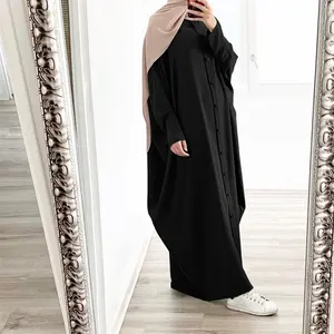 流行跨境阿拉伯土耳其迪拜长穆斯林女性伊斯兰服装素装裙Atest设计祈祷简单Abaya