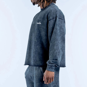 <span class=keywords><strong>Felpa</strong></span> con Cappuccio Oversize Personalizzata con Logo, Bordi Grezzi e Effetto Vissuto, in Cotone Organico Pesante con Spalle Cadenti per Uomo - Product Image 2