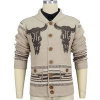 Automne hiver épais revers hommes tricot Cardigan pull européen américain Jacquard simple boutonnage tricot hommes pull manteau