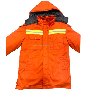 Hersteller Gute Qualität Jacke Langarm Hochs ichtbare Kapuze Baumwolle Gepolstert Wasserdichter Mantel Abnehmbare Arbeit Overall Jacken - Product Image 2