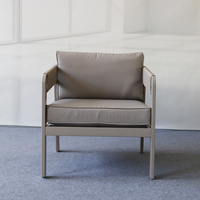 Salbeigrünes Outdoor-Gartenmöbel-Set 4-teilig 3-Sitzer-Sofa 2 Sessel Holzplatte Couchtisch Metallrahmen für Hinterhof Garten