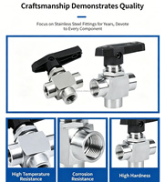 Vanne à bille en acier inoxydable 6000 PSI à 3 voies, vanne à filetage interne NPT 3/4 avec kits de réparation d'étanchéité pour distributeur de GNC