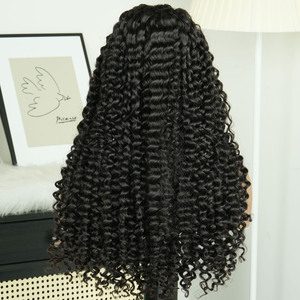 Perruques Lace Front HD Transparentes Brésiliennes de Luxe 100% Cheveux Humains Vierges Bouclés Profonds Pré-Pluckées avec Baby Hair <span class=keywords><strong>pour</strong></span> Femmes Noires - Product Image 1