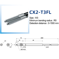 Kabel Serat Optik Berulir Chanko CX2-T3FL M3 Baru, Sensor Optik Tipe Through Beam, Probe Pengganti Langsung untuk LL3-TR02