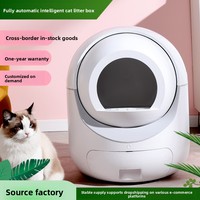 Bac à litière pour chat automatique intelligent à nettoyage automatique en plastique avec grande capacité, design anti-éclaboussures et tiroir pour plusieurs chats