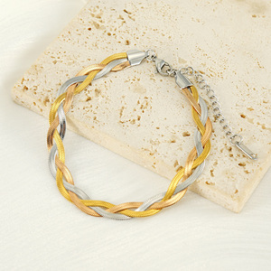 Zogxin Woven Titanium Steel <b>Bracelet</b> <b>Set</b> 18K Gold Silver For Women Fashion Jewelry Gift - Product Image 2