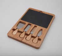 Planche à fromage rectangulaire en ardoise, ardoise avec ensemble de planche à fromage en bois