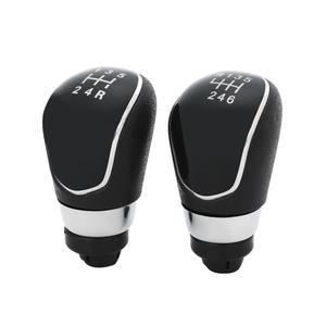 Pomo de Palanca de Cambios para Ford Fiesta, 5 y 6 Velocidades, Cuero Ergonómico, Negro y Plateado, Accesorio para Auto - Product Image 1