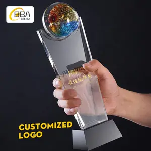 Manufacturer Custom Shape Glass Metal Crystal Custom Trophy Award Plaque Crystal Awards And Trophies