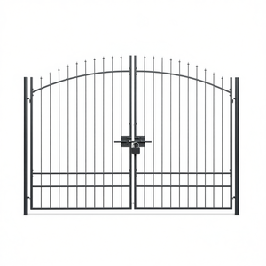 Cancello Doppio con Serratura Grigio 400 X 199,5 Cm in Acciaio per Uso Domestico - Product Image 1