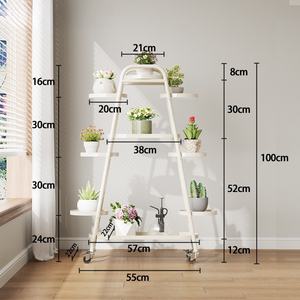 KINNO 2024 nouveau modèle mobile fer Art fleur étagère <span class=keywords><strong>pour</strong></span> salon sol balcon succulente <span class=keywords><strong>plante</strong></span> verte Pot support bibliothèques - Product Image 5
