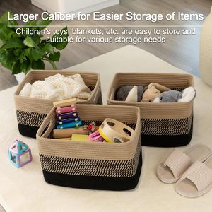 Woven Baskets for Storage - Toy Storage Basket for Nursery | Baby Organizing Basket | Cotton Rope Baskets for Storage |