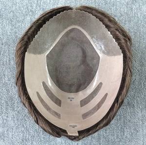 Toupet professionnel naturel articles PU et mono base topper hommes cheveux stock 100% système de remplacement de cheveux humains hommes toupet perruque <span class=keywords><strong>Oscar</strong></span> - Product Image 6