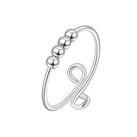 Bague anti-stress en argent sterling 925, simple, avec 4 perles rotatives pour apaiser les émotions, vente en gros