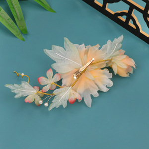Pince à cheveux pivoine dégradée antique faite à la main, design original Printemps 2026, accessoire de coiffure Hanfu perforé - Product Image 3