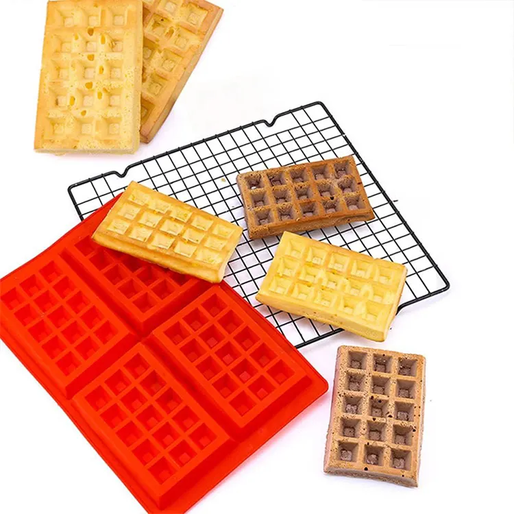 Grosir 4 Rongga Diy Cetakan Silikon Nampan Kue Tidak Lengket Wafel Loyang Kue Cetakan Silikon Cetakan Kue Wafel