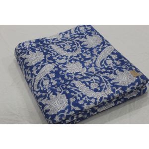 Nueva Tela de Algodón Azul y Blanco con Estampado Artesanal Hindú, Estampados Naturales, Vestidos Ligeros para Niños, Decoración para Cortinas y Bolsos - Product Image 3