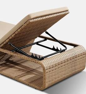 Chaise longue en rotin durable pour l'intérieur et l'extérieur, avec parasol en métal imperméable, garantie 10 ans, hôtel, villa, parc, cour - Product Image 2