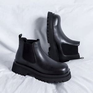 Platform High Top Thick-soled Men's Shoes Casual Ankle <b>Work</b> <b>Boots</b> Formal Loafer <b>Leather</b> <b>Boots</b> Shoes - Product Image 2