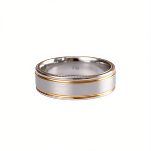 F1163 Men's Wedding <b>Band</b> in <b>Copper</b> with Gold Accents and Brushed Finish - Product Image 1