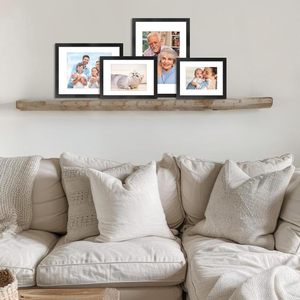 Set di 5 Cornici Nere per <span class=keywords><strong>Foto</strong></span> 6x8 con Passepartout o 8.3x11.7 Senza Passepartout, Cornici per Parete Galleria - Product Image 6