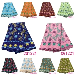 Proveedor dorado Tela de encaje de algodón de moda Tela de gasa de ropa azul real Tela de encaje de algodón suizo - Product Image 4