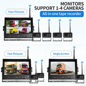 จอภาพไร้สาย AHD 1080P ขนาด 7 นิ้ว พร้อมกล้องมองหลัง 2CH 4 ช่องสัญญาณ ระบบ DVR แยกส่วน 24V สำหรับรถบัส รถพ่วง รถ SUV รถบรรทุก รถยนต์ ชุดกล้องมองหลัง - Product Image 4