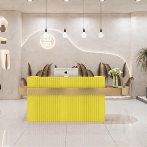 Modern Luxury pink Beauty Salon Spa Wooden <strong>Reception</strong> <strong>Desk</strong> Gold Stainless Steel Frame <strong>Front</strong> <strong>Desk</strong> <strong>Reception</strong> Counter - Product Image 5