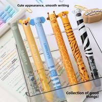 Stylo Gel Effaçable Bicolore Série Animaux Mignons – Design Kawaii Abeille, Lapin, Cochon, Chat, Élan, Chien – Fournitures d'Écriture pour Étudiants
