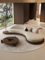 Canapé |   Fauteuil Incurvé Style Luxe Léger pour Salon, Plateforme en Bois Massif, Zone Lounge Vintage Haut de Gamme